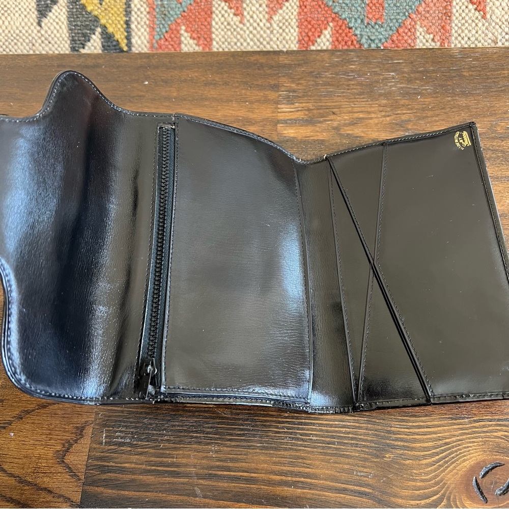 Gucci Tri Fold Web Detail Horsebit Black Patent Leather Vintage Wallet - Picture 9 of 17